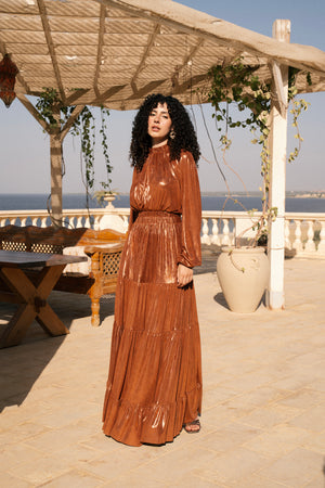EVE DRESS IN RUSTY ORANGE