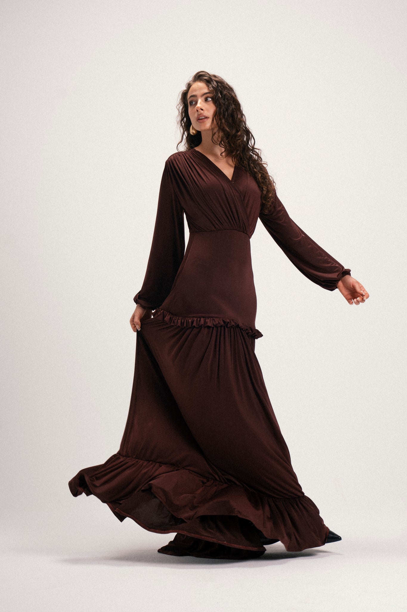 LYRA DRESS IN BROWN