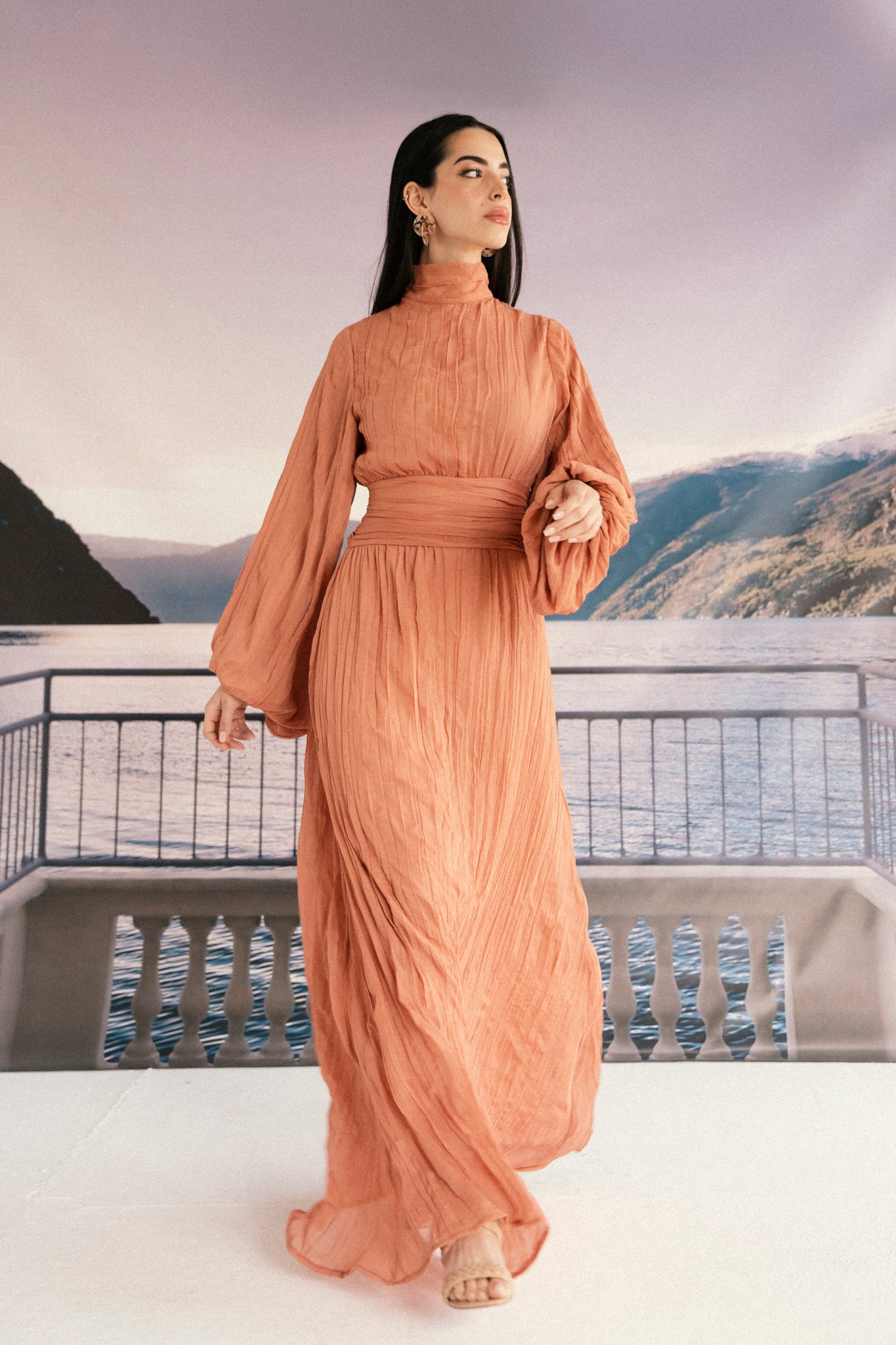 GRESIA GOWN IN SALMON