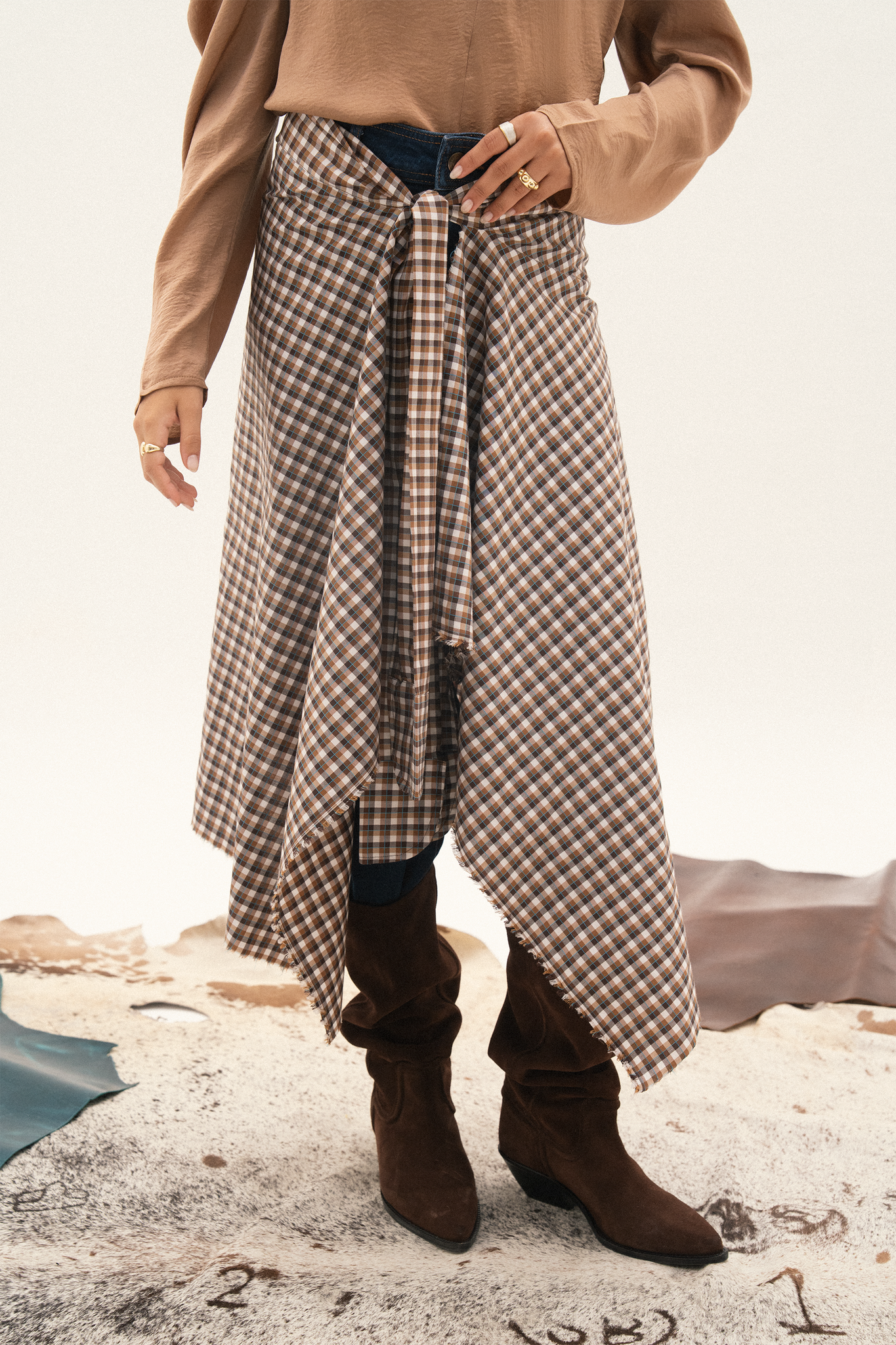 TEBBIE WRAP IN GINGHAM