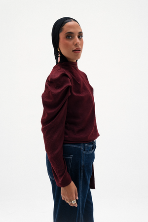 ROSELLA TOP IN BURGUNDY