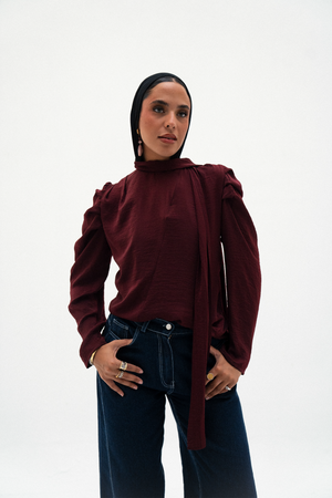 ROSELLA TOP IN BURGUNDY