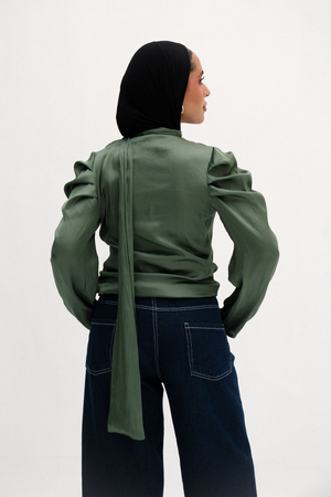 ROSELLA TOP IN OLIVE