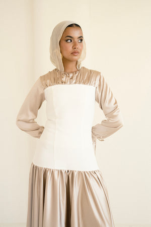 RUE DRESS IN GOLDEN BEIGE