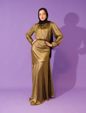MARCY DRESS IN GOLD