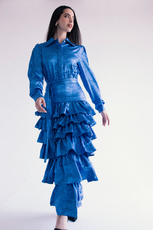 RUFFLED BLUE GOWN