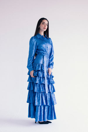 RUFFLED BLUE GOWN
